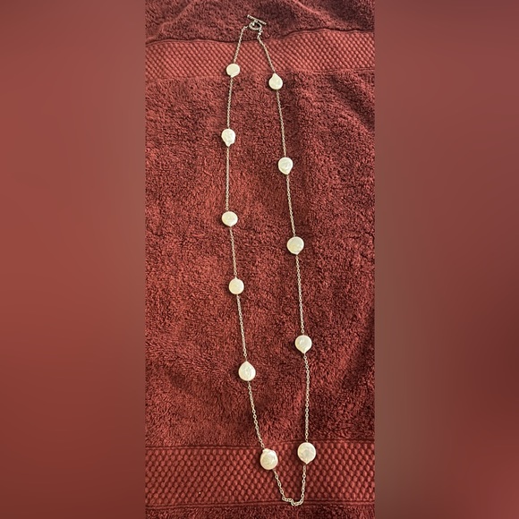 Mabé Pearl and Silver Chain Long Necklace - Picture 4 of 4